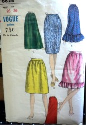 6828 VOG 60 SLIM-FLARE SKIRT LENGTHS FLOUNCE OR NOT PATTERN 26''W